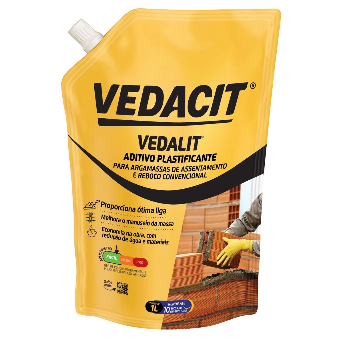 Aditivo Plastificante para Argamassa de Assentamento Vedalit Pounch 1 Litro Otto Baumgart, marca Otto Baumgart - Foto Principal