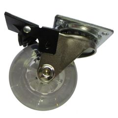 Rodízio de Silicone com Trava 75mm Transparente