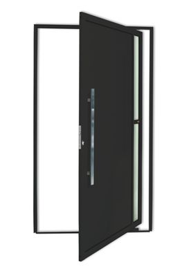Porta Pivotante e Visor Alumnio Preto Esquerda 210x100x4,6cm Visione