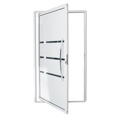 Porta Pivotante e Friso Alumínio Branco Direita 210x100x4,6cm Evolution