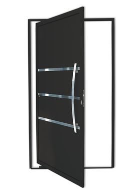Porta Pivotante e Friso Alumnio Preto Direita 210x100x4,6cm Evolution