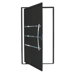 Porta Pivotante e Friso Alumínio Preto Direita 210x100x4,6cm Evolution