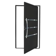 Porta Pivotante e Friso Alumínio Preto Esquerda 210x100x4,6cm Evolution