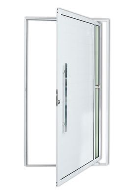 Porta Pivotante e Visor Alumnio Branco Esquerda 210x120x4,6cm Visione