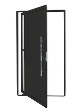 Porta Pivotante e Visor Alumnio Preto Direita 210x120x4,6cm Visione