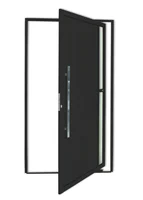 Porta Pivotante e Visor Alumínio Preto Esquerda 210x120x4,6cm Visione