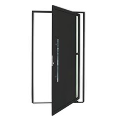 Porta Pivotante e Visor Alumínio Preto Esquerda 210x120x4,6cm Visione