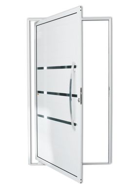 Porta Pivotante e Friso Alumnio Branco Direita 210x120x4,6cm Evolution