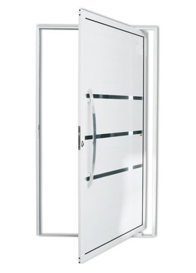 Porta Pivotante e Friso Alumnio Branco Esquerda 210x120x4,6cm Evolution