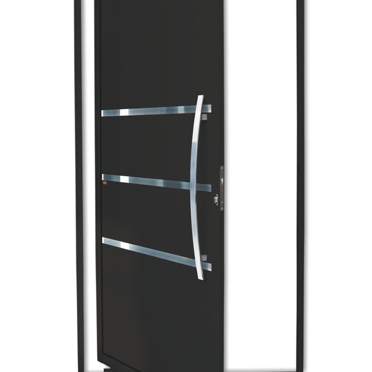 Porta Pivotante e Friso Alumínio Preto Direita 210x120x4,6cm Evolution, marca Brimak - Foto Principal