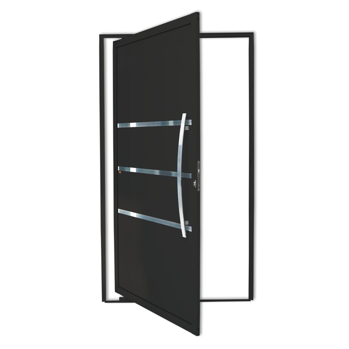 Porta Pivotante e Friso Alumínio Preto Direita 210x120x4,6cm Evolution, marca Brimak - Foto Principal