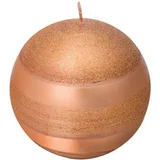 Vela Redonda com Glitter Listras 9,5cm Dourado