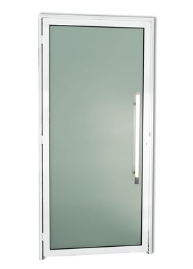 Porta de Vidro e Puxador Alumnio Branco Direita 210x100x4,6cm Super 25