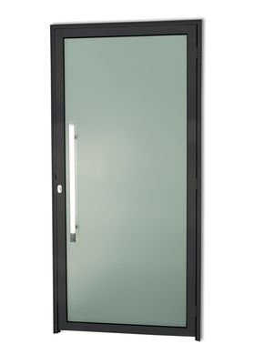 Porta de Vidro e Puxador Alumnio Preto Esquerda 210x100x4,6cm Super 25