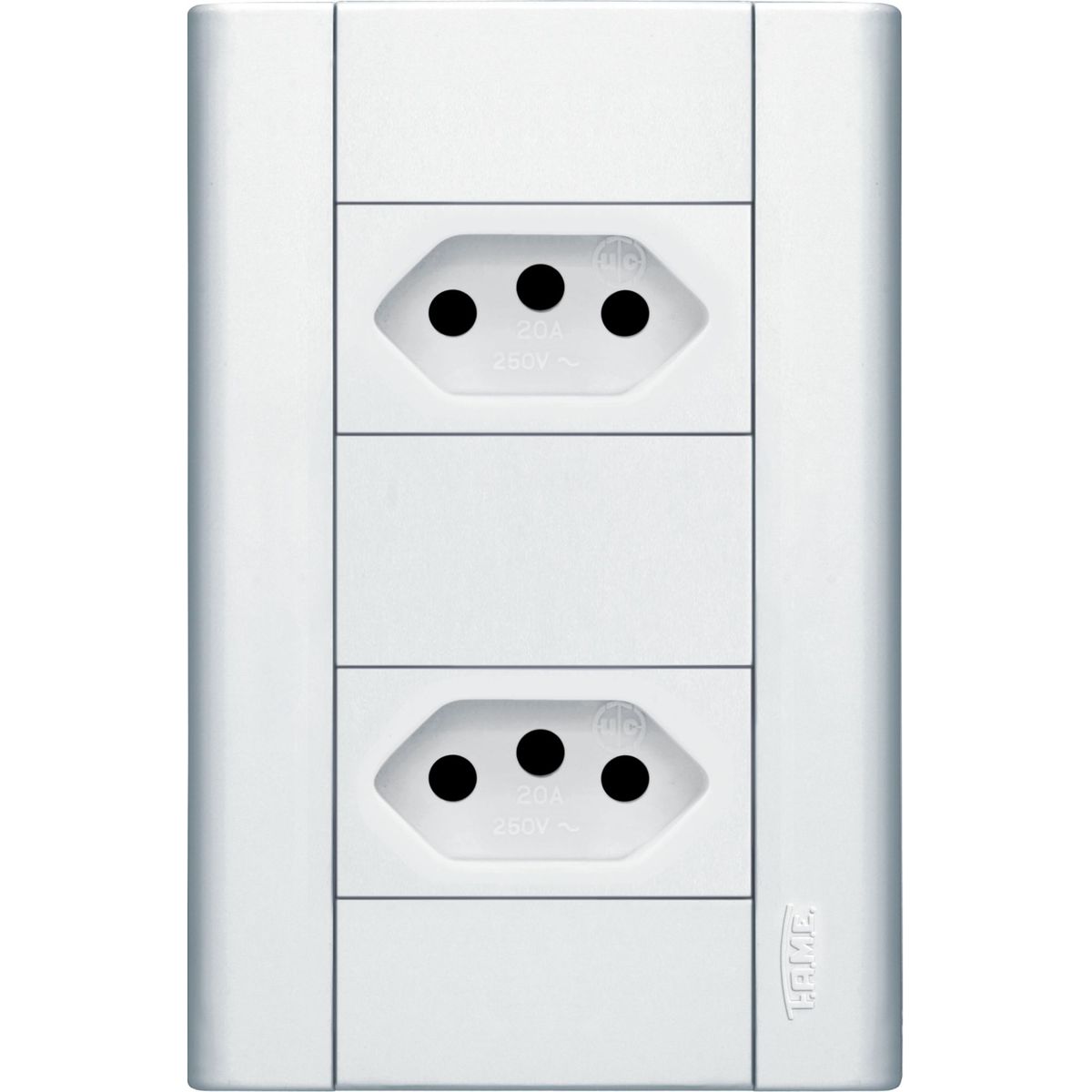 Conjunto 2 Tomadas 10A 2P + T Modulare Bivolt Branco, marca Fame - Foto Principal
