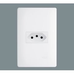 Conjunto Tomada 2P+T 10A 250V Habitat com Placa e Suporte Branco Fame