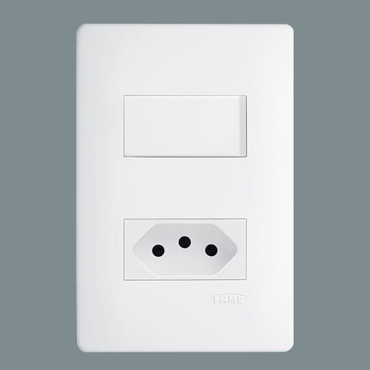 Conjunto Interruptor Simples e Tomada 2P+T 10A 250V Distanciados Habitat Placa e Suporte Branco Fame, marca Fame - Foto Principal