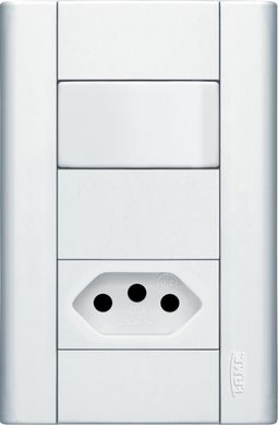 Conjunto Interno Simples e Tomada 10A 2P+T Modulare Bivolt Branco