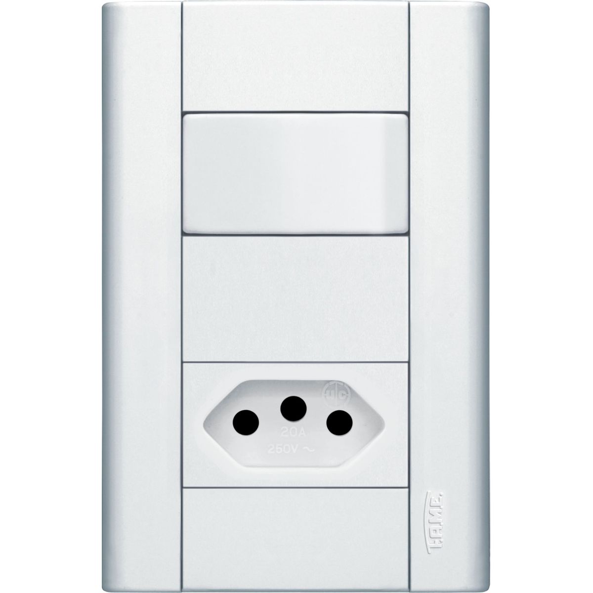 Conjunto Interno Simples e Tomada 10A 2P+T Modulare Bivolt Branco, marca Fame - Foto Principal