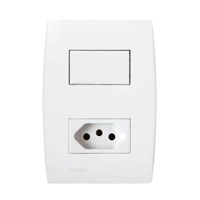 Conjunto Interruptor Simples e Tomada 4x2 10A Ilus Branco Siemens