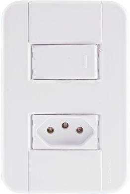 Conjunto Interruptor Simples E Tomada 4X2 10A Tablet Branco