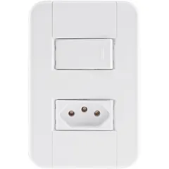 Conjunto Interruptor Simples E Tomada 4X2 10A Tablet Branco