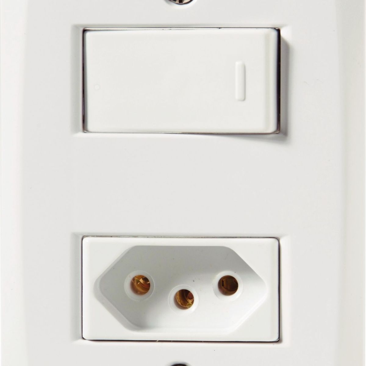 Conjunto Interruptor Simples E Tomada 4X2 10A Lux2 Branco, marca Tramontina - Foto Principal
