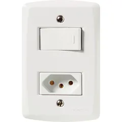 Conjunto Interruptor Simples E Tomada 4X2 10A Lux2 Branco