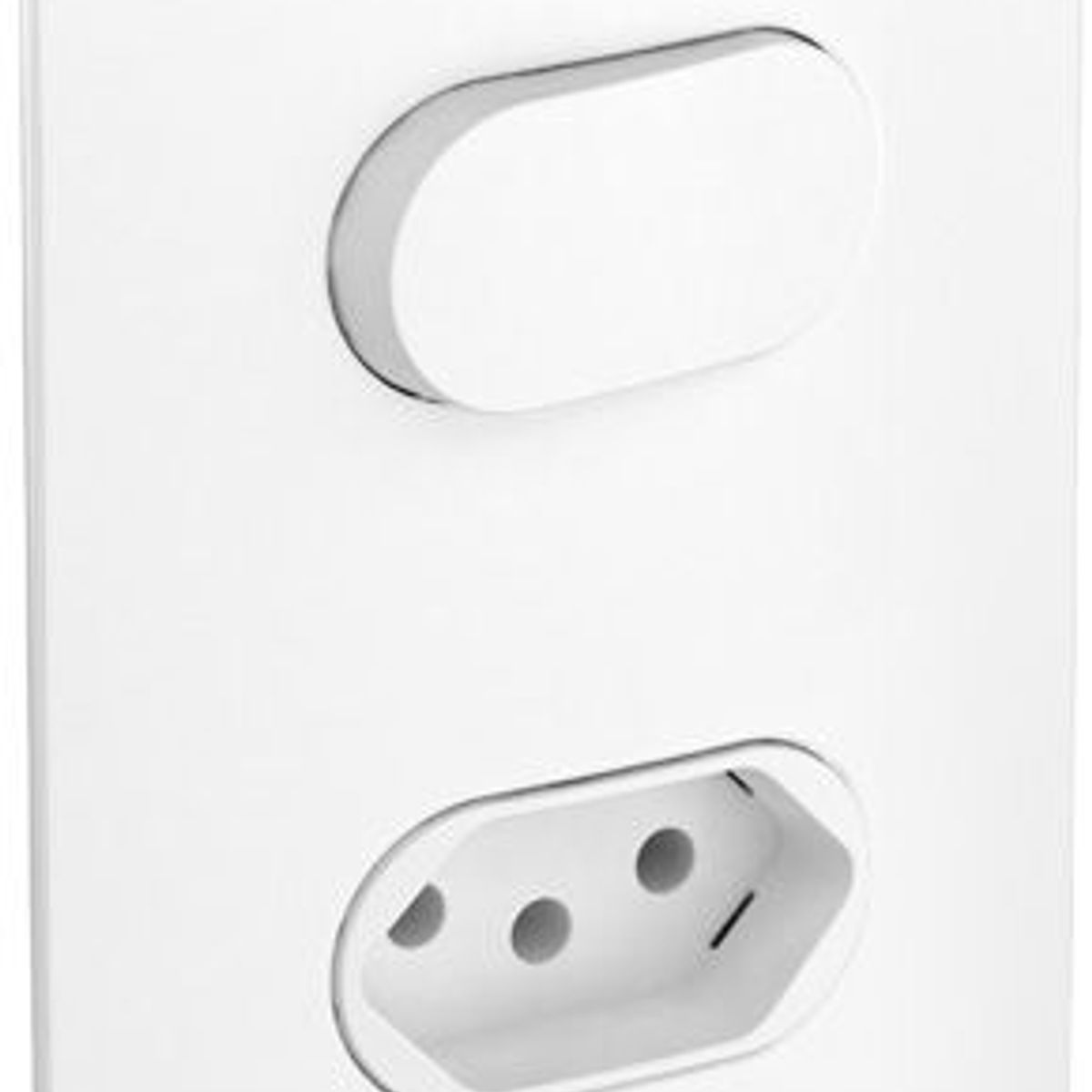Conjunto com 1 Interruptor Simples e 1 Tomada 2P+T Nereya 10A 250V 4x2 Branco, marca Pial - Foto Principal