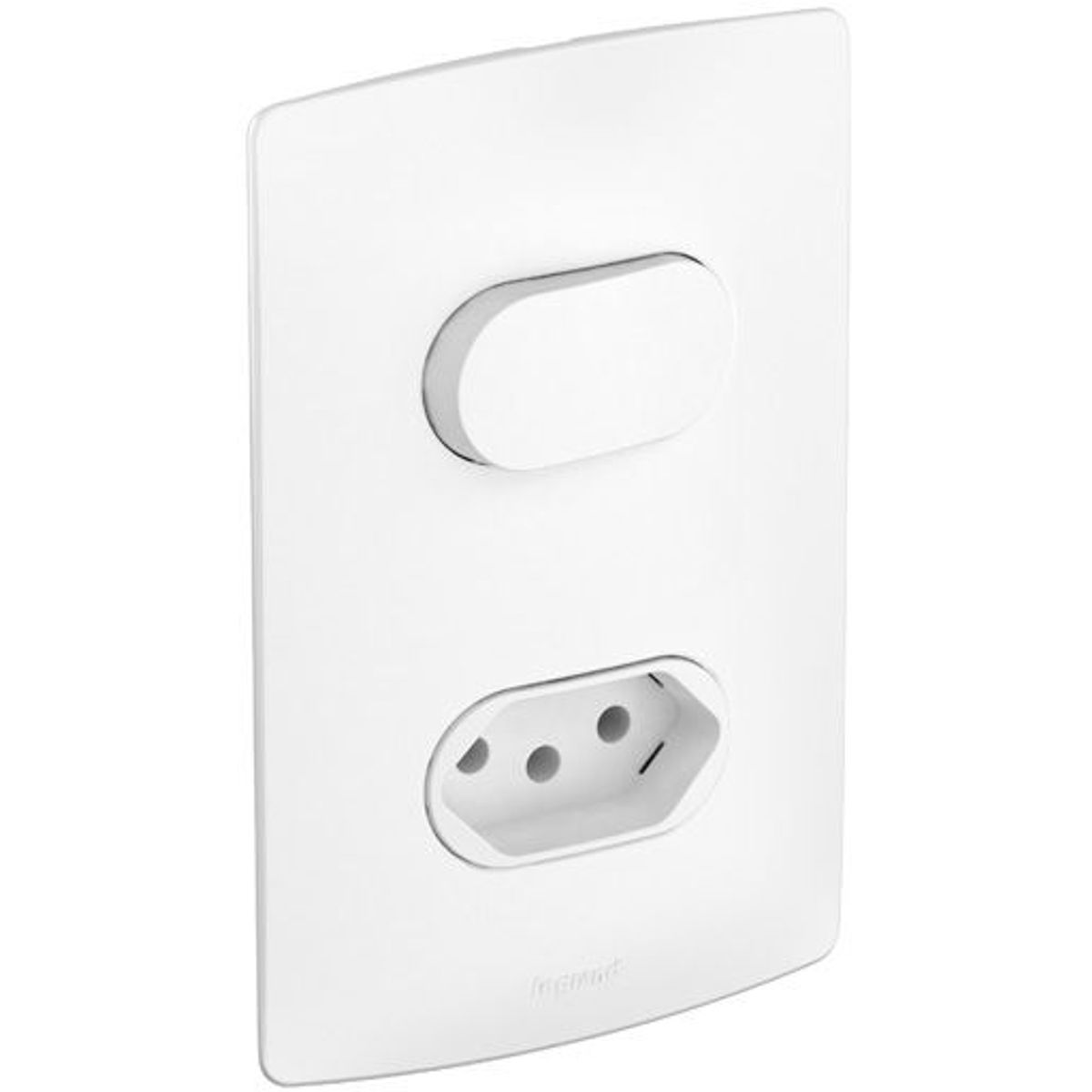 Conjunto com 1 Interruptor Simples e 1 Tomada 2P+T Nereya 10A 250V 4x2 Branco, marca Pial - Foto Principal
