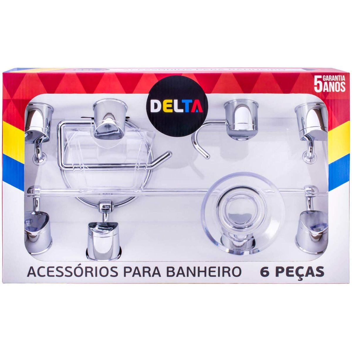 Kit de Acessórios para Banheiro com 6 Peças Prata, marca Aquaplas - Foto Principal