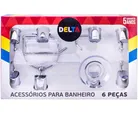 Kit de Acessórios para Banheiro com 6 Peças Prata