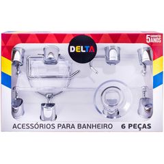 Kit de Acessórios para Banheiro com 6 Peças Prata
