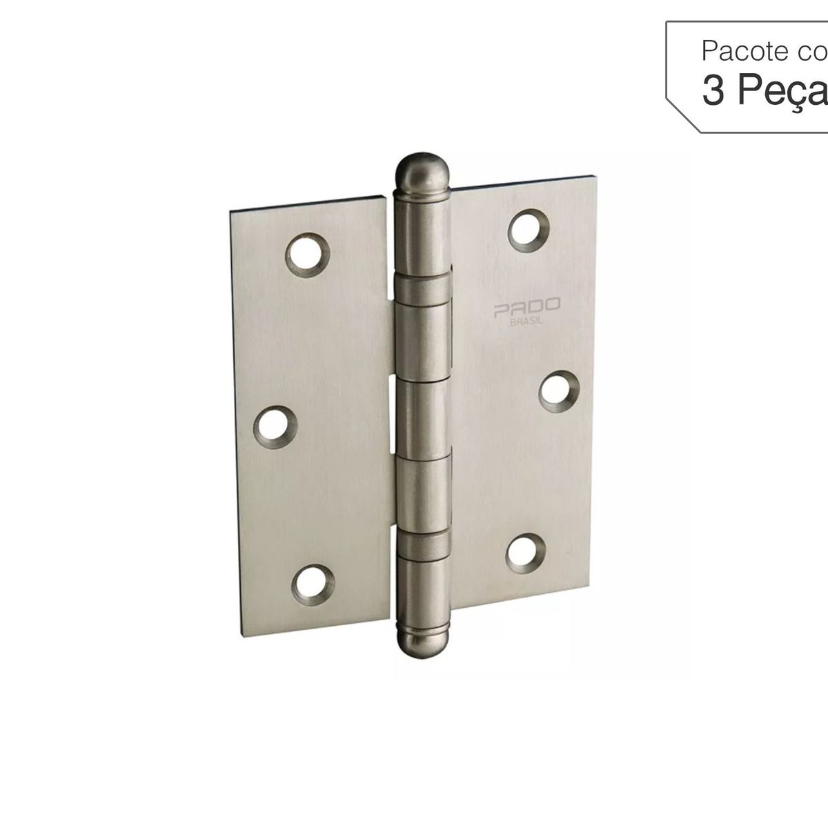 Dobradiça Cromado de Aço para Porta 3/5 x 2" Modelo 3521 CR 3 peças, marca Pado - Foto Principal