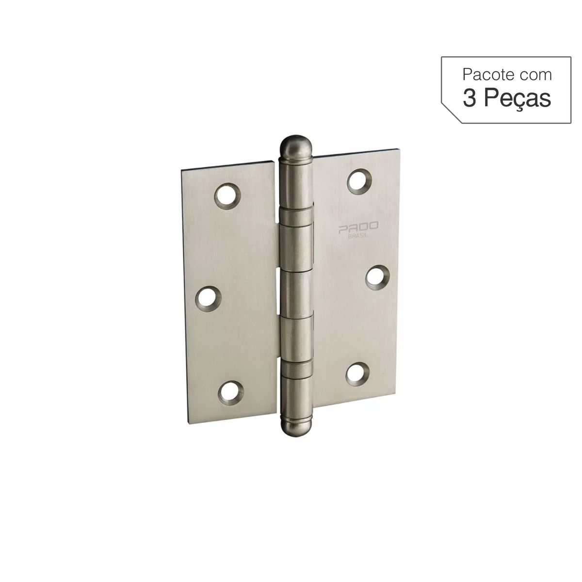 Dobradiça Cromado de Aço para Porta 3/5 x 2" Modelo 3521 CR 3 peças, marca Pado - Foto Principal