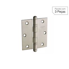 Dobradiça Cromado de Aço para Porta 3/5 x 2" Modelo 3521 CR 3 peças