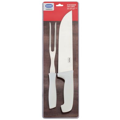 Kit Assador Faca e Garfo Branco