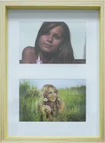 Painel Fotográfico 2 Fotos Wood em Madeira 20x30cm Natural e Amarelo