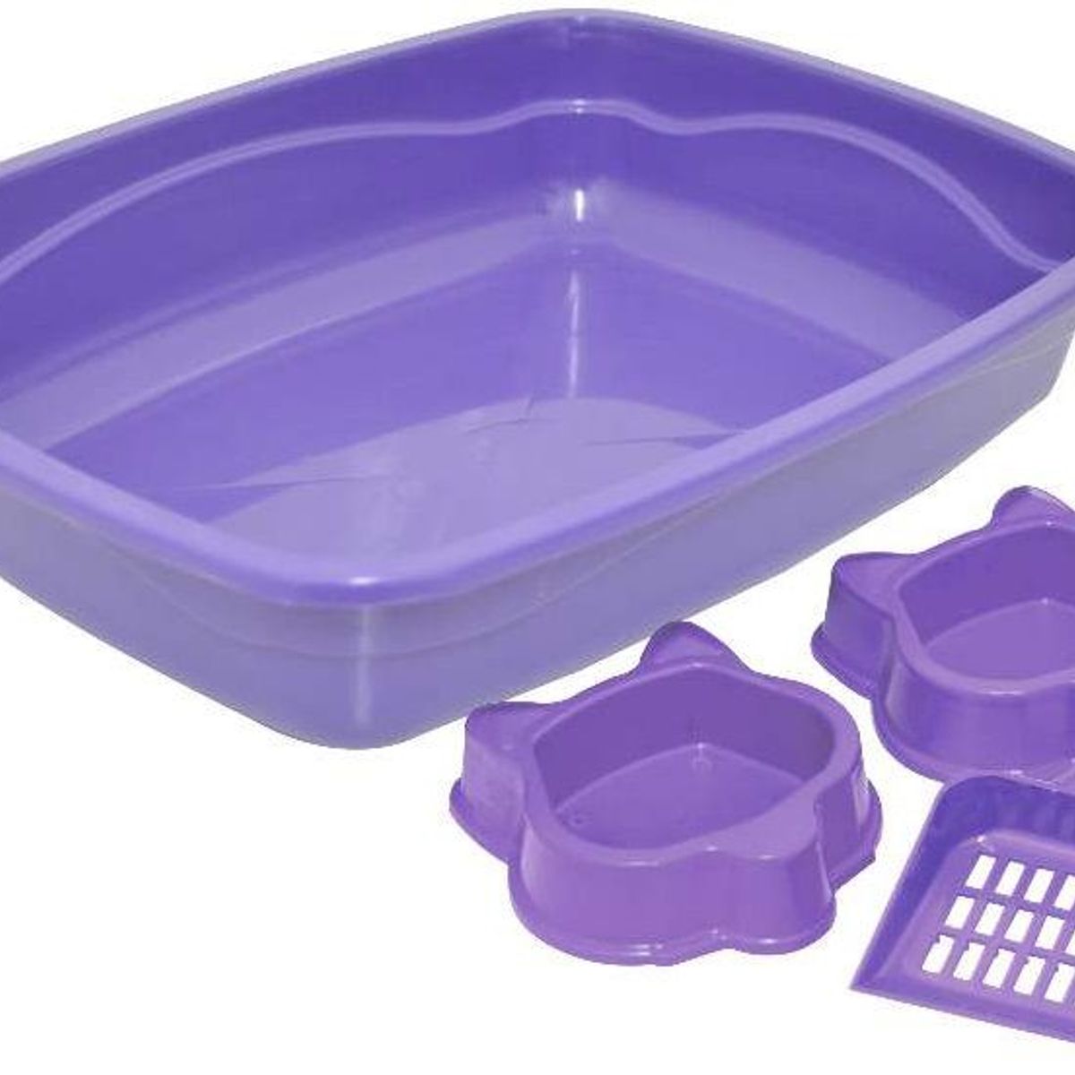 Kitcat Bandeja 2 Comedouros e Pá Higiênica Lilás, marca São Pet Brasil - Foto Principal