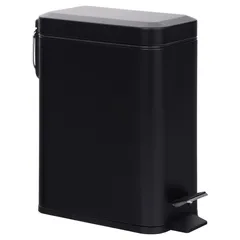 Lixeira 5l Metal Estreita Pedal Preto Just Home Collection