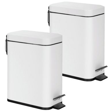 Combo com 2 Lixeiras com pedal de 6 Litros 14,5x29cm Branco Just Home Collection