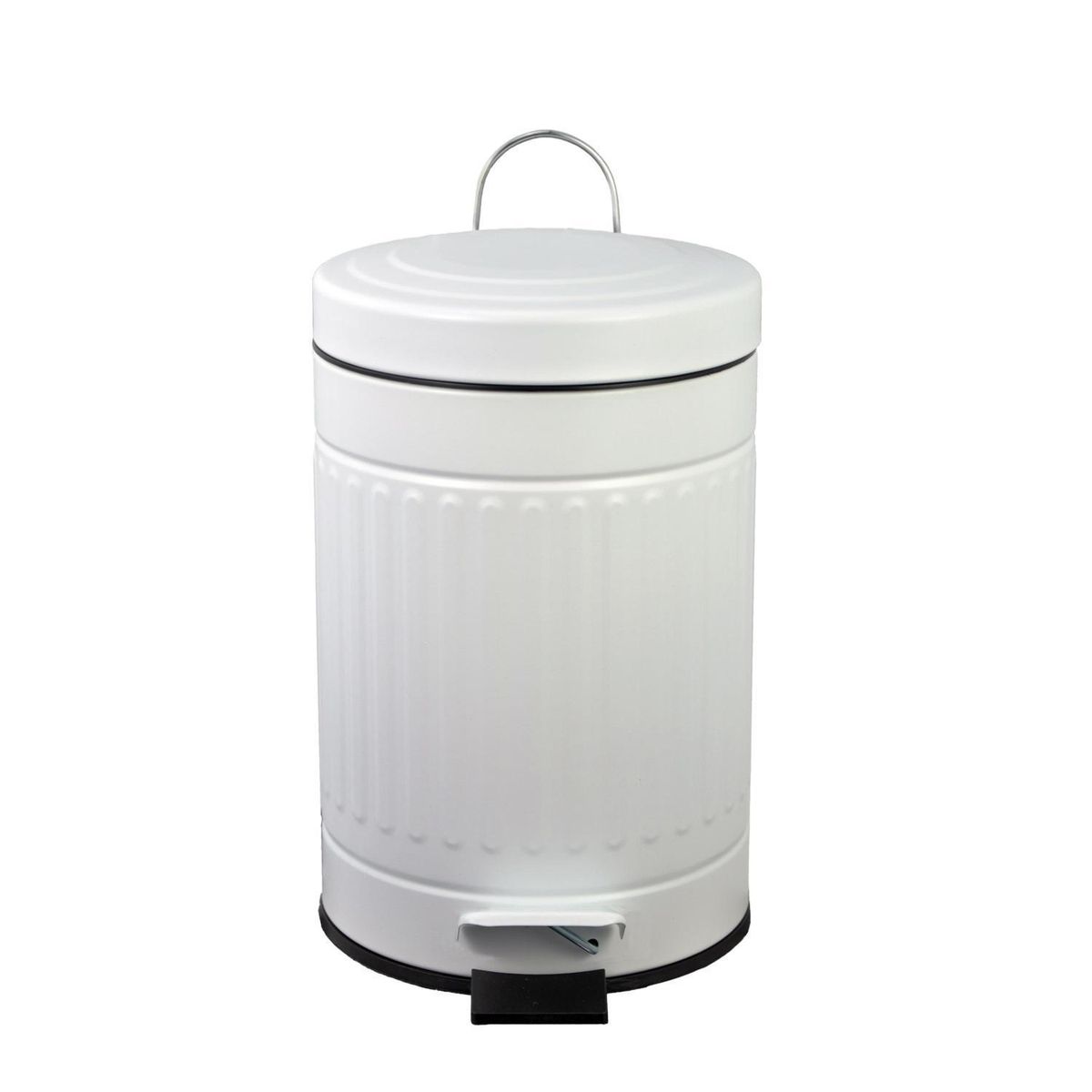 Lixeira 3l Metal Redonda Canelada com Pedal Branca Homy, marca Homy - Foto Principal