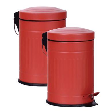 Combo com 2 Lixeiras com Pedal 3 Litros Vermelho Just Home Collection