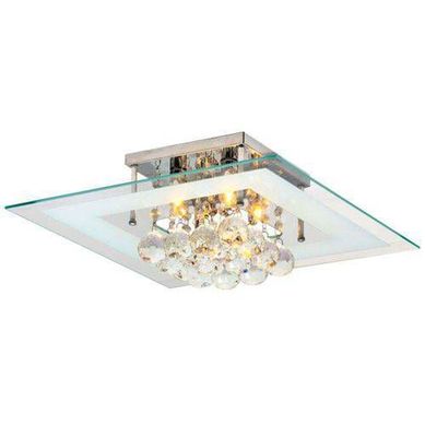 Plafon Cristal de Sobrepor para 4 Lmpadas 40cm Quadrado Roma Transparente
