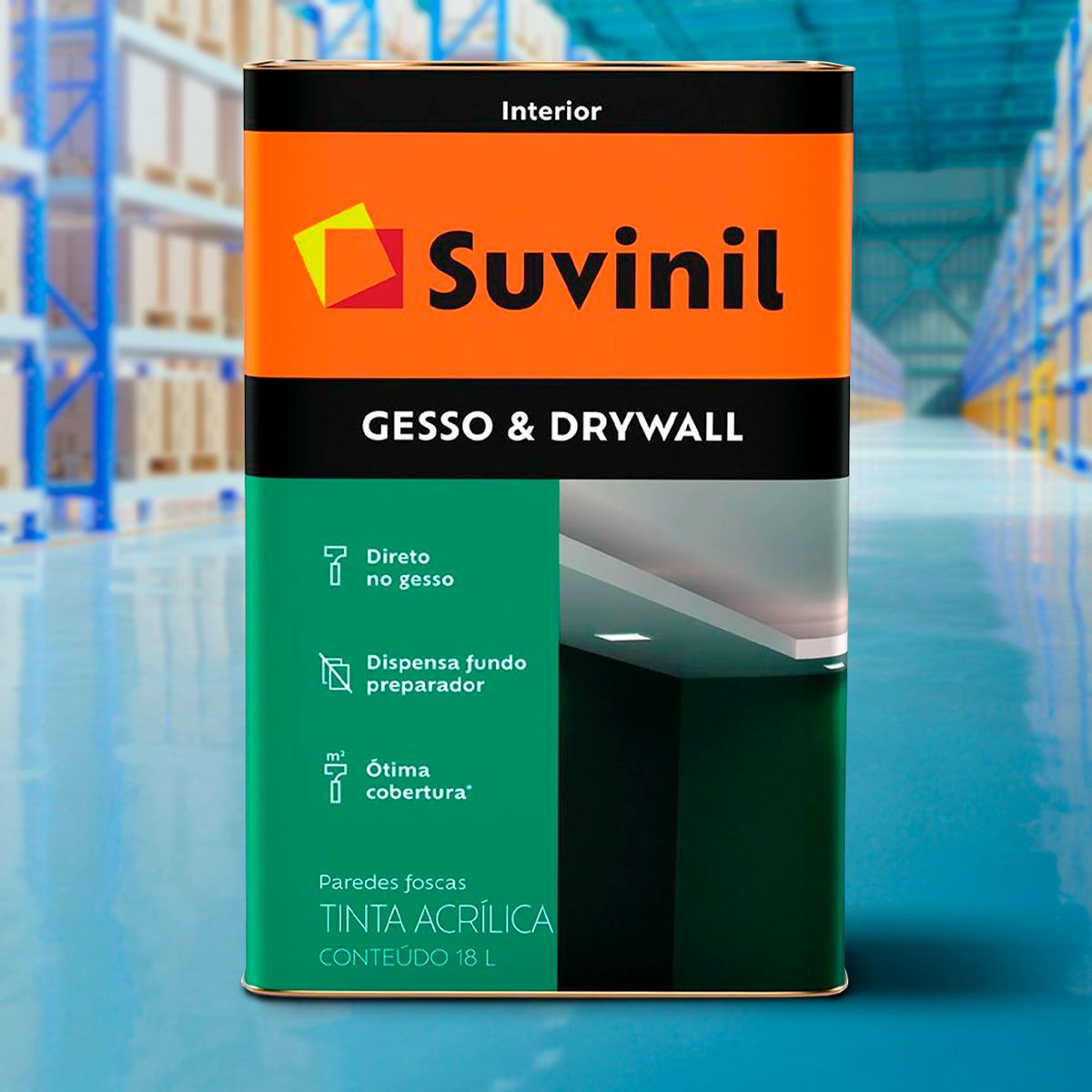 Tinta Fosco Interior Gesso e Drywall 18L Branco Suvinil, marca Suvinil - Foto 2