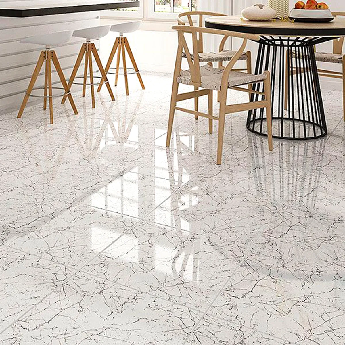 Piso Alaska Brilhante Interno 45x45cm Branco Caixa 2,00m² Holztek, marca Holztek - Foto Principal