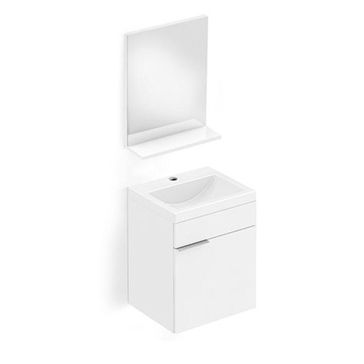 Gabinete Integrado com Espelho e Prateleira 1 Porta Like Branco Celite, marca Celite - Foto Principal