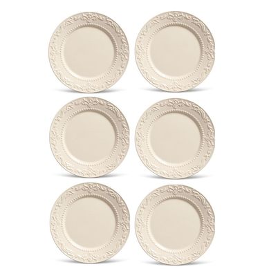 Kit com 6 Pratos Rasos Acanthus Bege