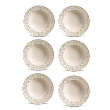 Kit com 6 Pratos Fundos Acanthus Bege