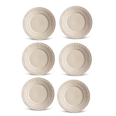 Kit com 6 Pratos de Sobremesa Acanthus Bege
